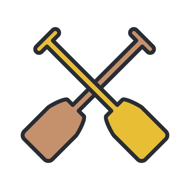 木船划桨图标。独木舟的象征。图片下载