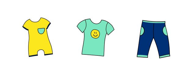 一套孤立在白色背景上的儿童服装图片下载