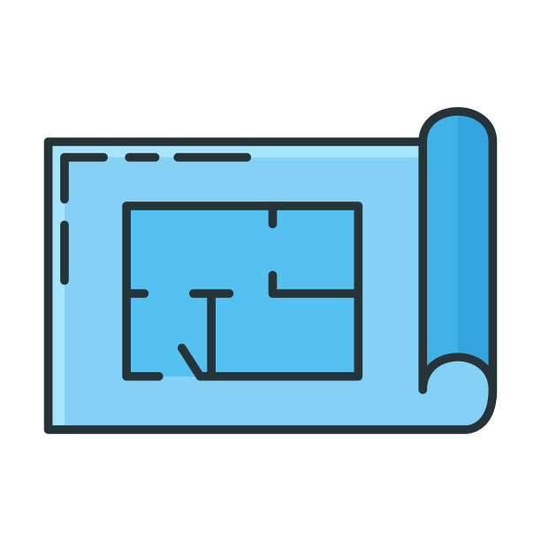 蓝图建设建筑房屋图标，概念工程图纸平面线矢量插图，孤立在白色。图片下载