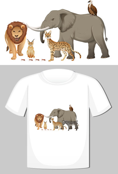 一组为野生动物设计的t恤图片下载