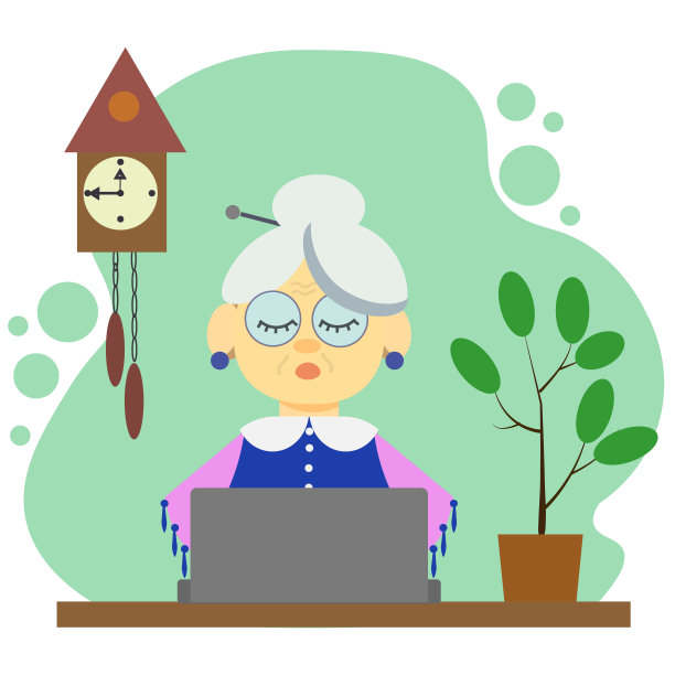 奶奶正坐在笔记本电脑前图片下载