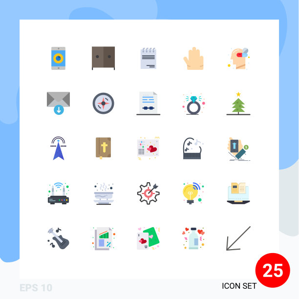 为医药设置25个平面颜色的网格图片下载