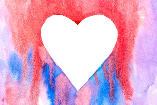 水彩心背景图片下载