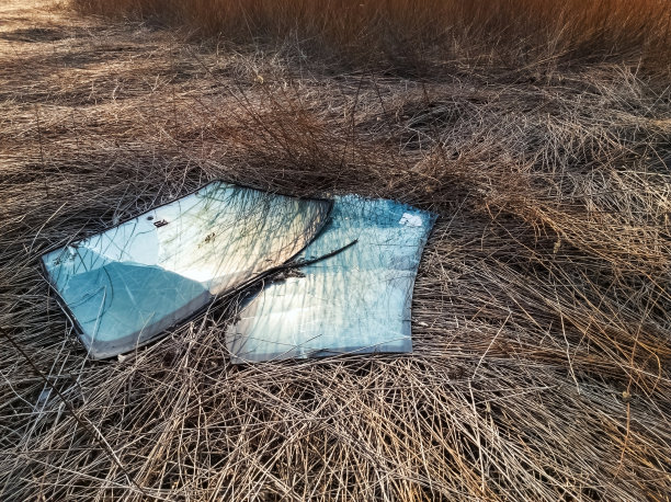 在非法垃圾场里打碎了汽车挡风玻璃图片下载