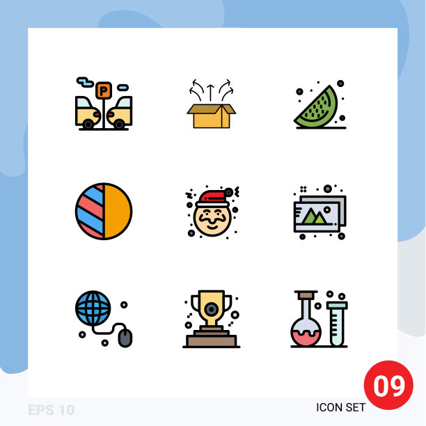 9主题填充线平色和可编辑图片下载