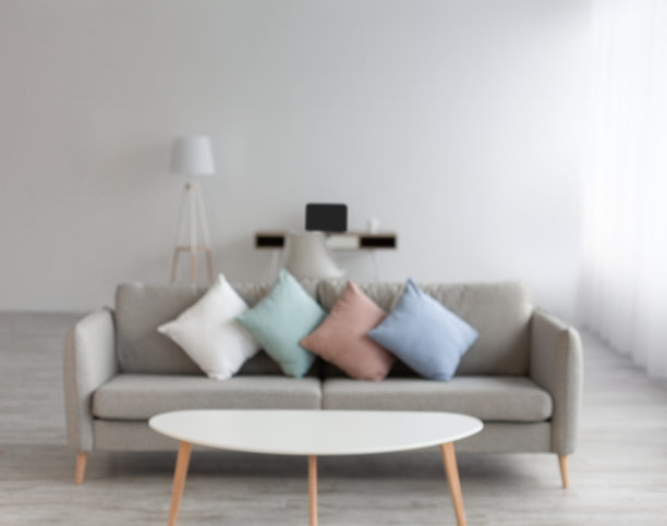 视线模糊的斯堪的纳维亚家庭办公室或客厅设计图片下载