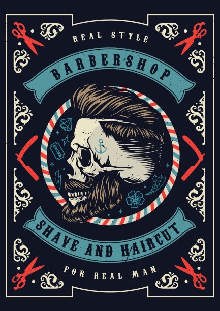 理发店复古彩色海报图片下载