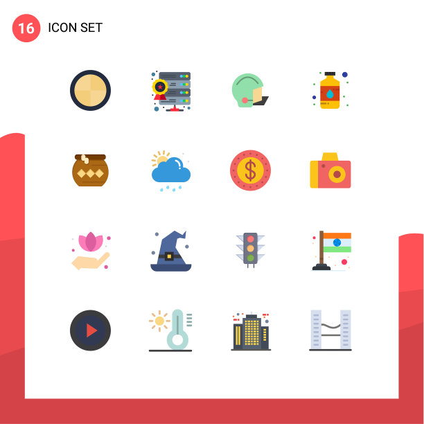 设置16个现代UI图标符号标志的锅图片下载