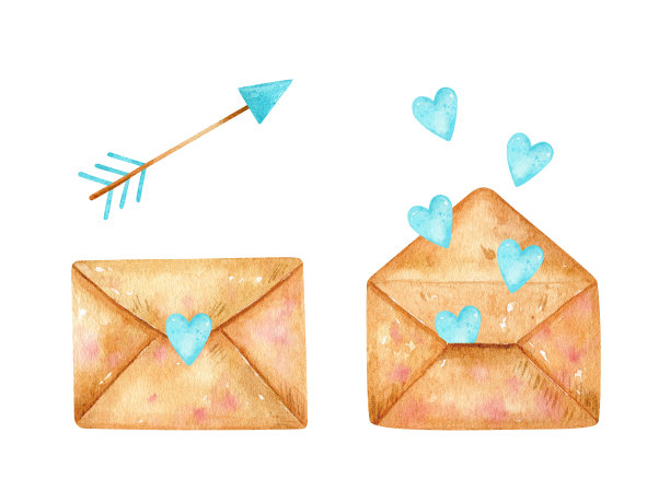 用密封的信封装上爱的信息，用打开的信封装上飞翔的心图片下载