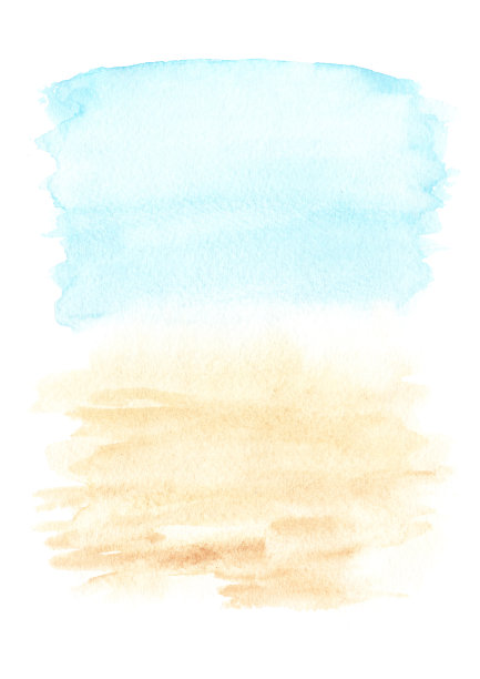 海滩沙海背景，手绘水彩插图图片下载