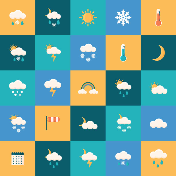 天气预报平面设计图标集图片下载