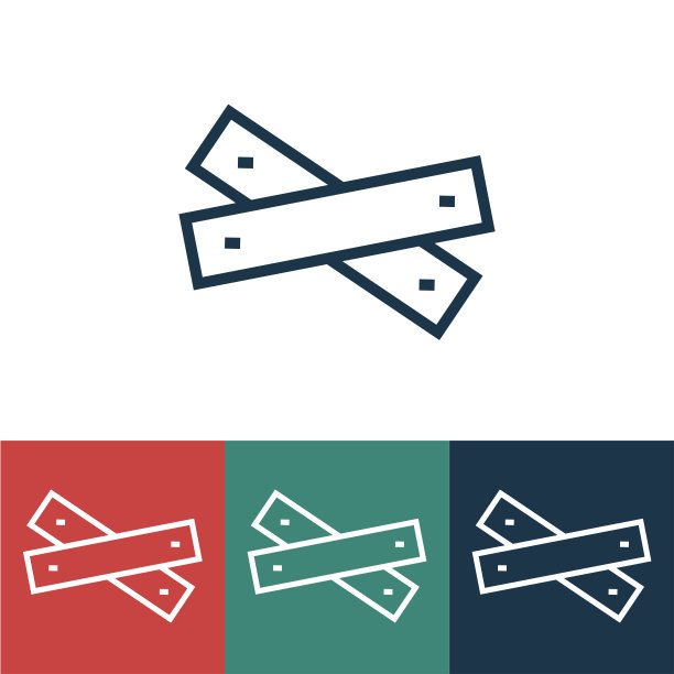 线性矢量图标与木板图片下载