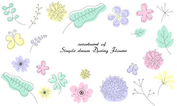 简单绘制的春天花的插图分类图片下载