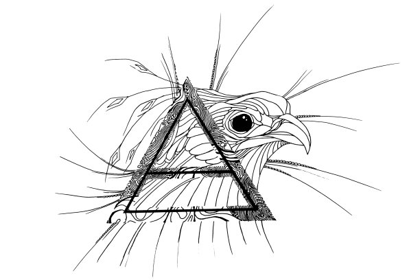 素描的鹰。手绘插图的一只鹰和一个三角形在白色。图片下载