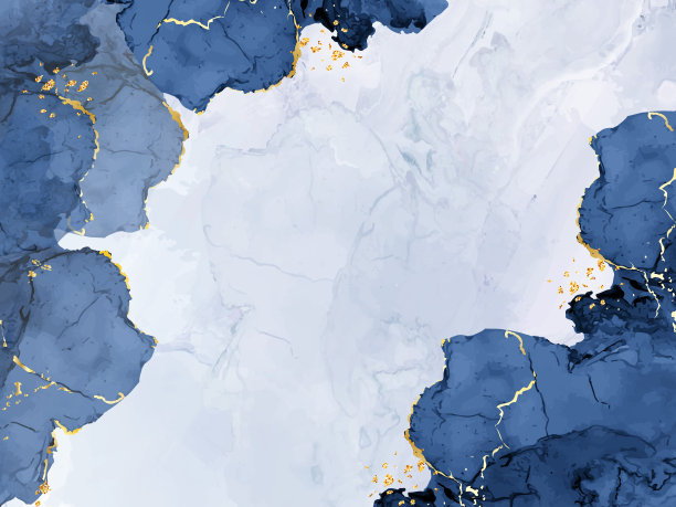 经典蓝色水彩流体绘画矢量设计卡图片下载