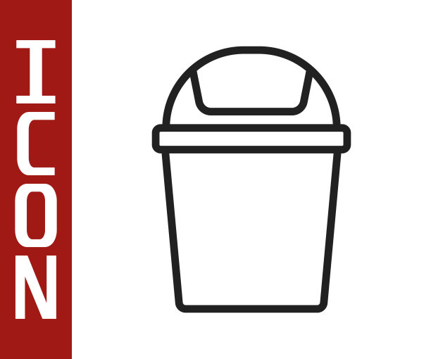 黑线垃圾桶图标孤立在白色背景上。垃圾桶的迹象。回收篮图标。办公室垃圾图标。向量图片下载