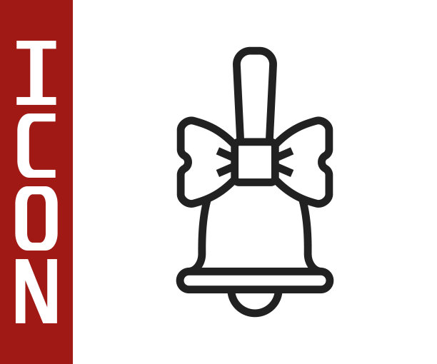 黑色圣诞节响铃图标，闹钟服务手铃通知矢量图图片下载