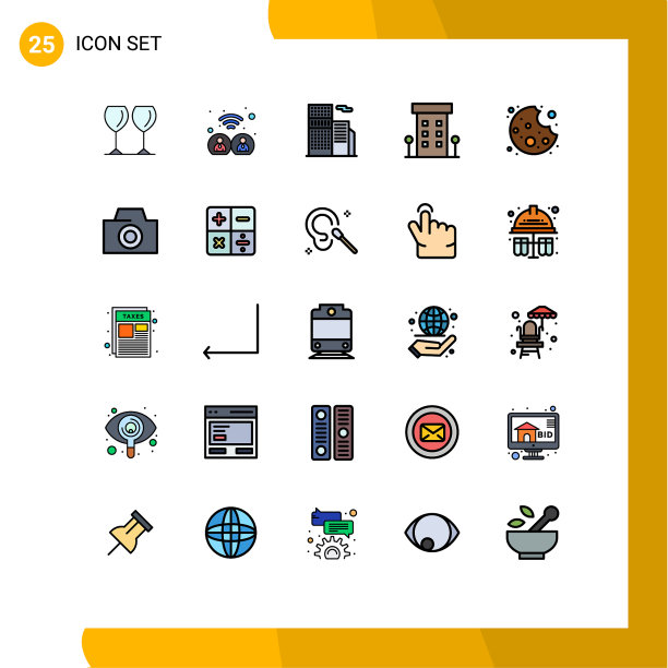 25主题填充线平面颜色和可编辑图片下载