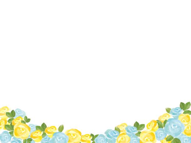 框架与黄色和蓝色的玫瑰图片下载