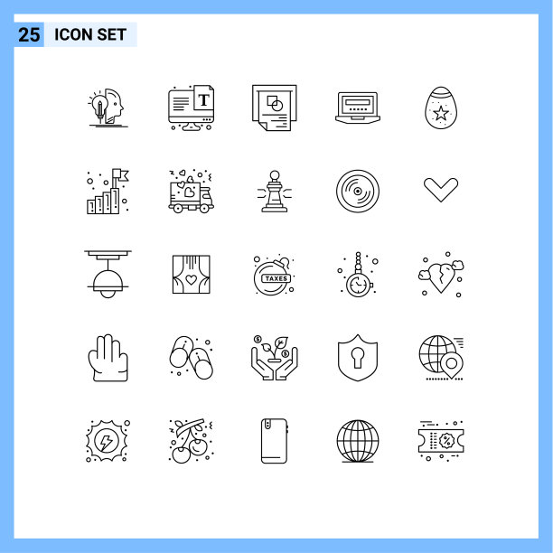 通用图标符号组25个现代线条图片下载
