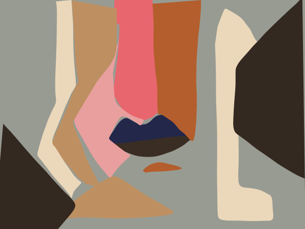 时尚设计的女人脸。简单的人文主义鼻子和嘴唇。用柔和的颜色和简单的几何形状作画。插画设计的时尚和艺术行业和海报。图片下载