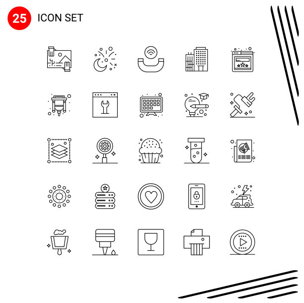25个创意图标的现代符号和符号图片下载