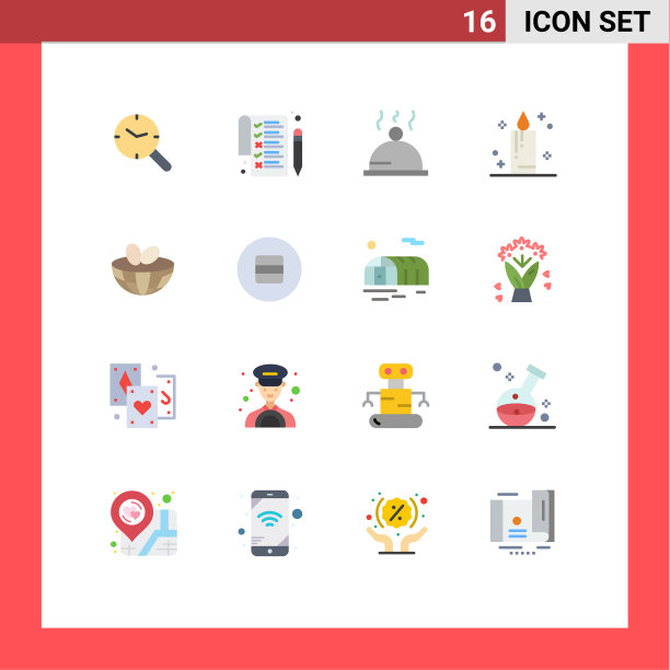 包装16种创意的平面颜色的饮食鸡蛋食品图片下载