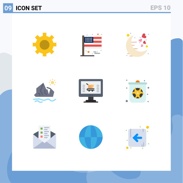 9 .平面色彩概念的网站，移动和应用程序图片下载