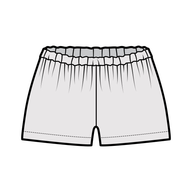 短tap裤技术时尚插图与超短裙，低腰，上升，聚集平睡衣底服装图片下载