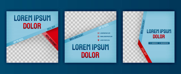 美学蓝色时尚服装设计的社交媒体帖子包。矢量插图设计可以用于网站，网页，海报，传单，背景，广告牌，打印信件，邀请，广告图片下载