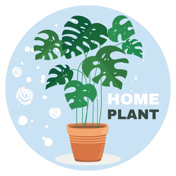 手绘绿色植物盆栽。家居装饰，舒适的植物，植物叶。装饰花艺术收藏孤立在白色的背景。彩色绿色矢量涂鸦插图图片下载