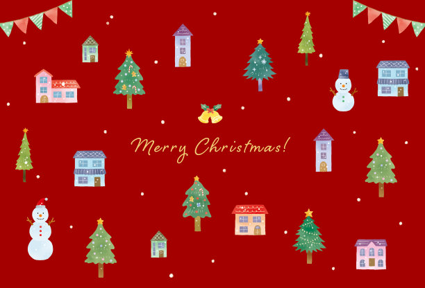 圣诞城市景观和雪花贺卡插图图片下载