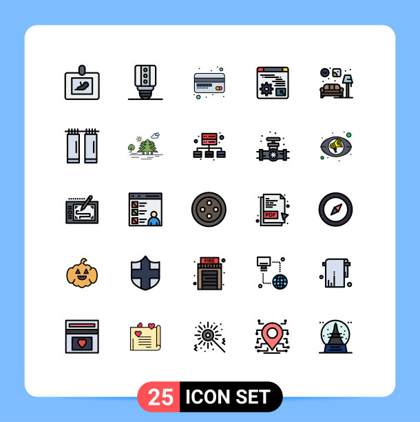 包25个创意填充线平色图片下载