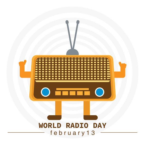 2月13日世界无线电日图标无线电设计。图片下载