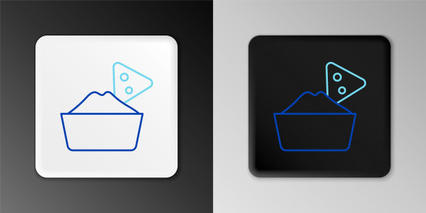 在碗图标孤立的灰色背景线玉米片。玉米片或玉米片。传统的墨西哥快餐菜单。色彩斑斓的轮廓的概念。向量图片下载