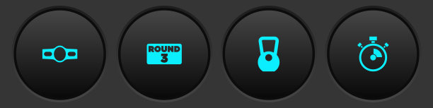 设置拳击腰带，环板，壶铃和秒表图标。向量图片下载