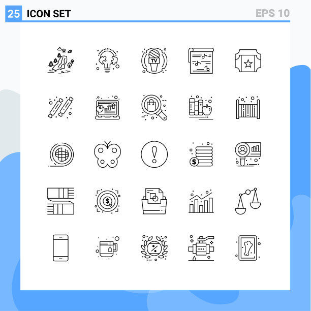 线包25个通用符号的照片图片下载
