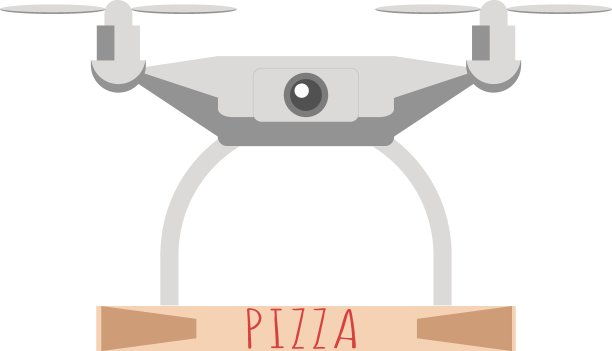 无人机为庆祝送披萨。矢量图……图片下载