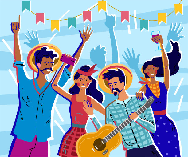 男女角色都在庆祝节日朱尼纳图片下载