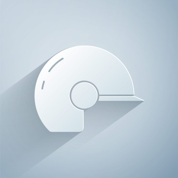 剪纸棒球头盔图标孤立在灰色背景。纸艺术风格。向量图片下载