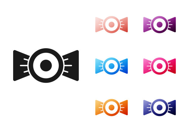 黑色糖果图标孤立在白色背景。设置彩色图标。向量图片下载