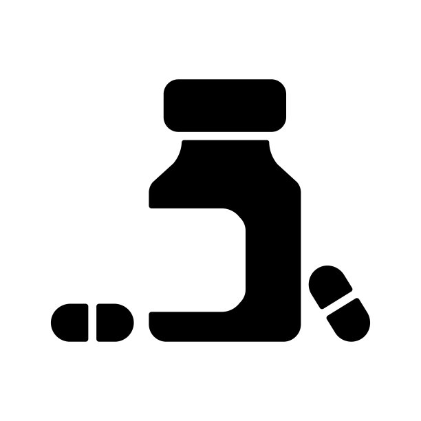 药瓶和药丸glyph图标。药物图片下载