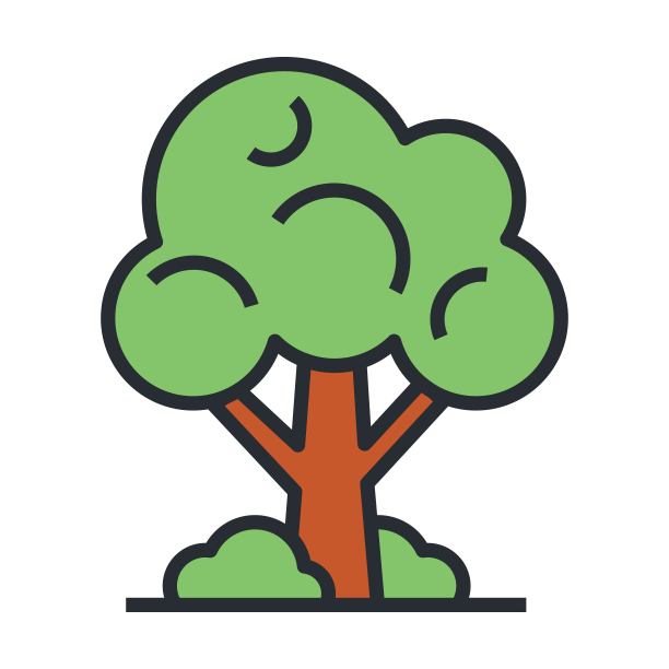 树图标。森林或公园的象征。平面网页图标上的白色背景。图片下载