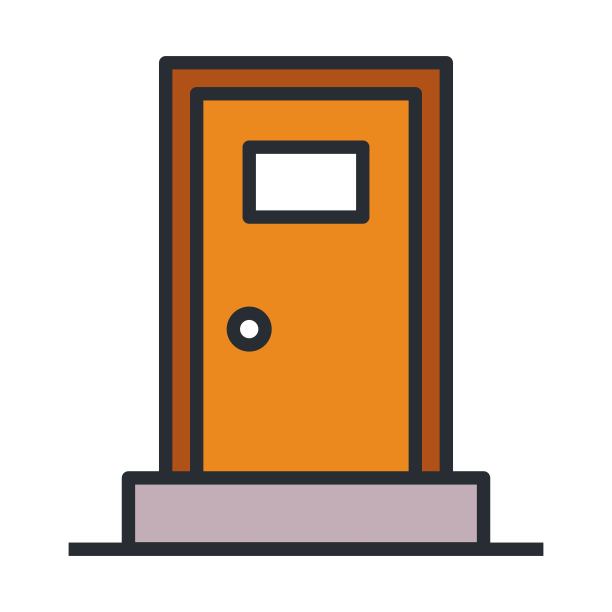 房子门矢量图标隔离在白色背景。图片下载