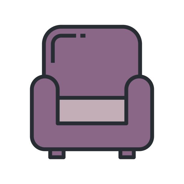 扶手椅矢量图标。平面家居室内设计，家具插画。图片下载