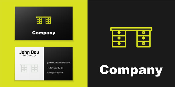 图标类型线办公桌子图标孤立在黑色背景。标志设计模板元素。向量图片下载