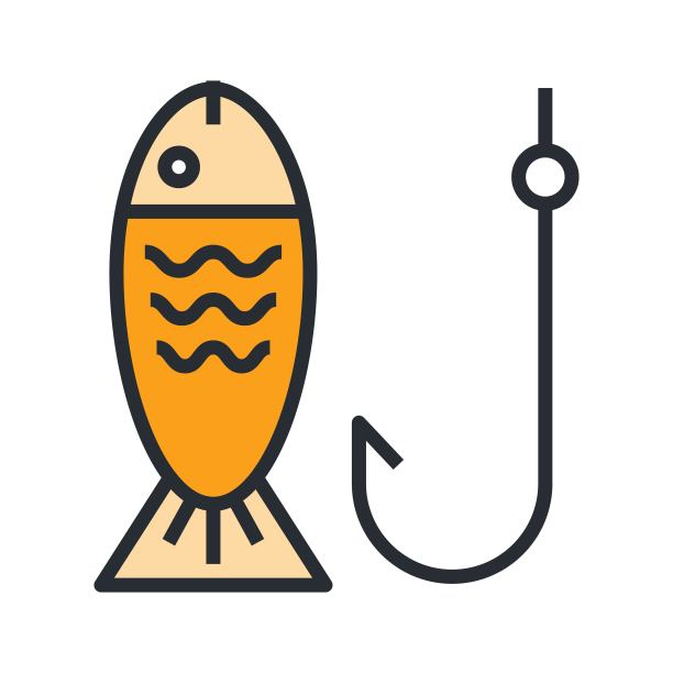 钓鱼旋转设备和鱼矢量图标。图片下载