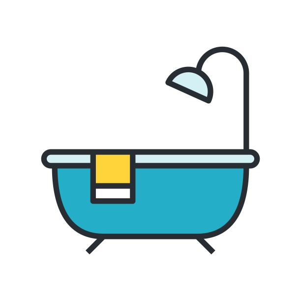 浴缸图标。浴室的象征。房子内部的概念。图片下载