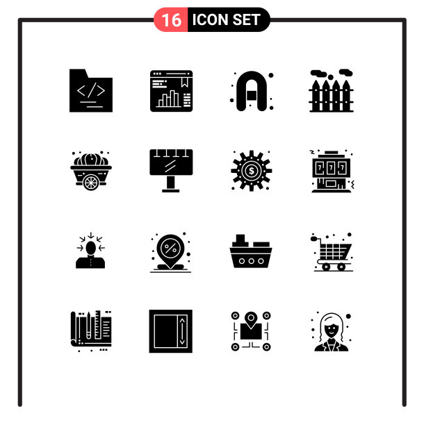 打包16个创造性的固体符号图片下载
