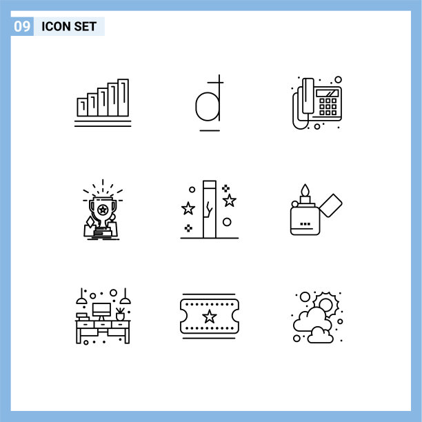 在网格上设置9个轮廓以获得庆祝奖图片下载